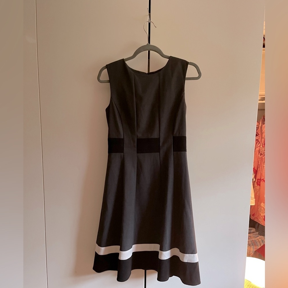 Calvin Klein fit and flare dress black grey and white. Fully lined. Size 4.